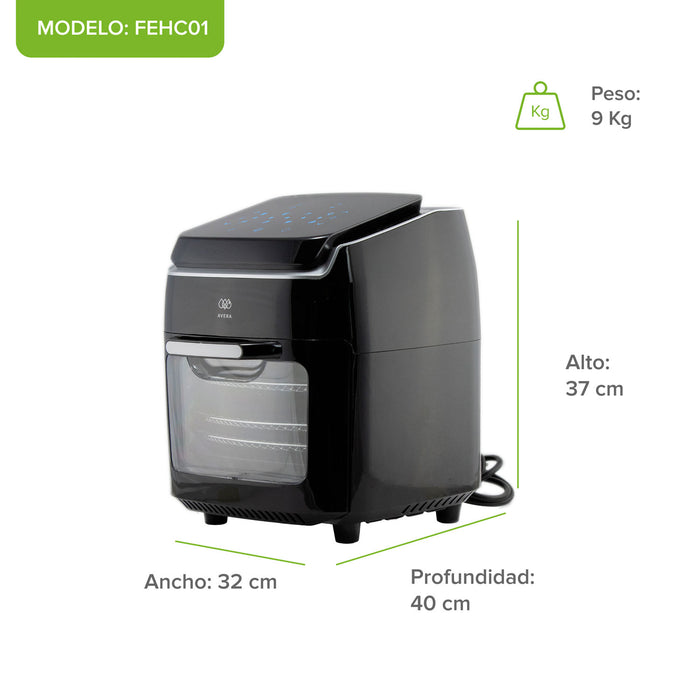 Freidora de aire y horno de convección 10 L con 8 funciones