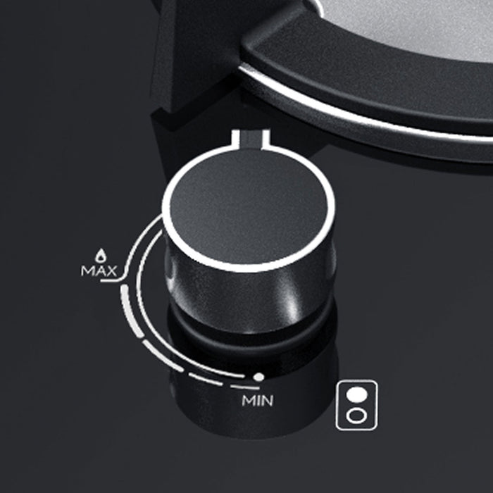 Parrilla de gas 2 quemadores 31 cm en vidrio templado con soporte circular - negro