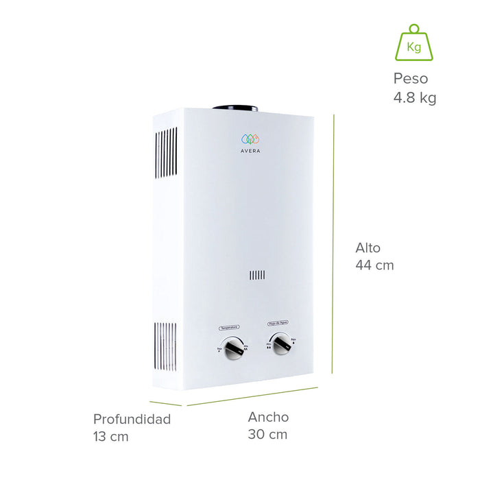 Calentador de agua instantáneo para gas LP 6 Litros/Minuto, 1 Servicio