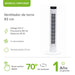Ventilador de torre digital 93 cm con pantalla LED, 3 velocidades, oscilación 70° y temporizador de 12 horas.