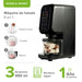 Máquina de helados Avera MHM01 negra con panel táctil de 9 programas e infografía de preparación en 3 pasos.