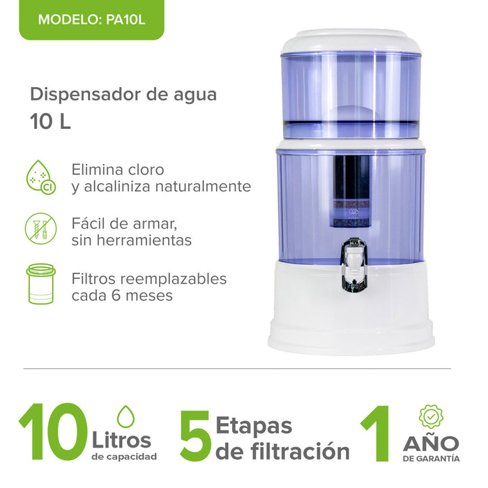Filtro dispensador de agua 10 L - 5 etapas de filtración