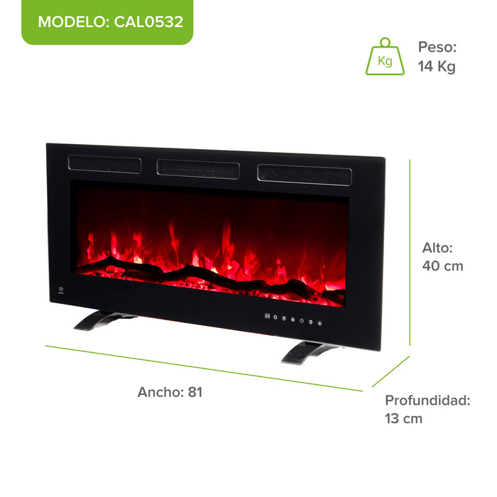 Calefactor eléctrico tipo chimenea 32" 81 cm con WiFi - cobertura 30m2