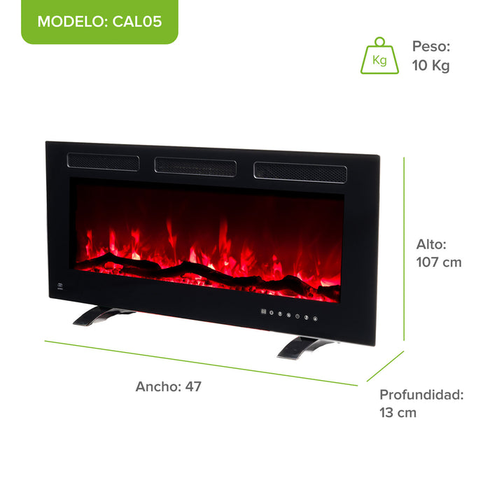 Calefactor eléctrico tipo chimenea 42" hasta 35°C con WiFi