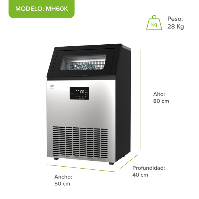 Máquina de hielo comercial con 2 tipos de llenado - hasta 60 kg al día y 15 kg de depósito
