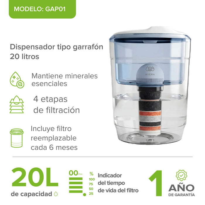 Filtro de agua tipo garrafón 20 L para dispensador