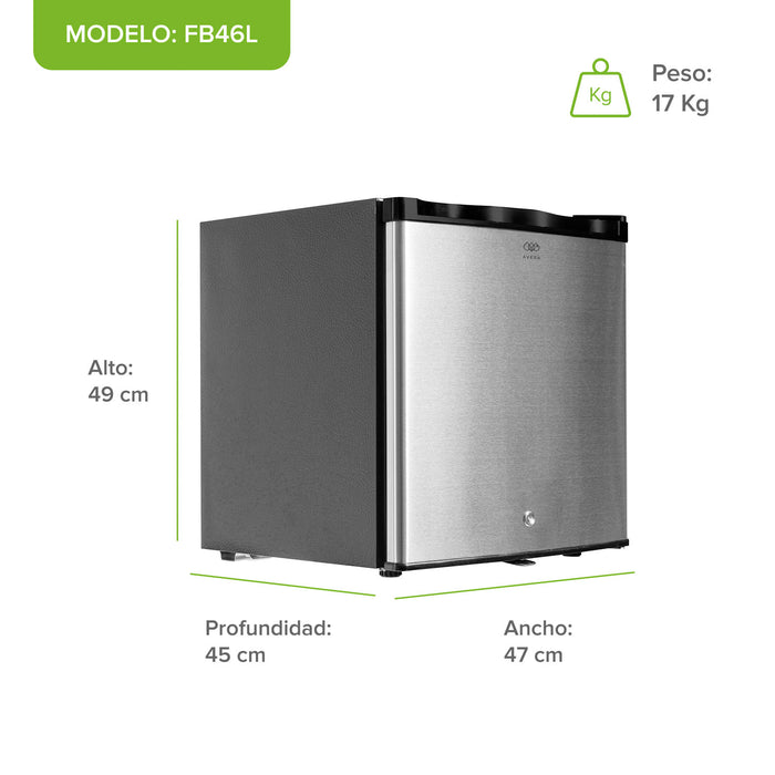 Frigobar 45 L 1.6 pies cúbicos con puerta reversible y llave - plata