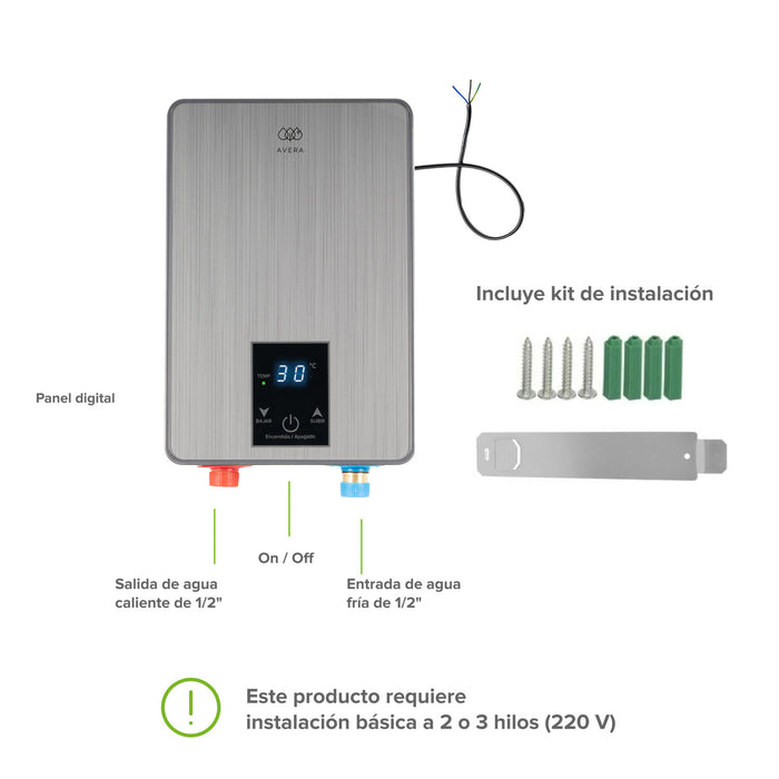 Calentador de agua instantáneo eléctrico 5 Litros compacto 220V, 1.5 servicios