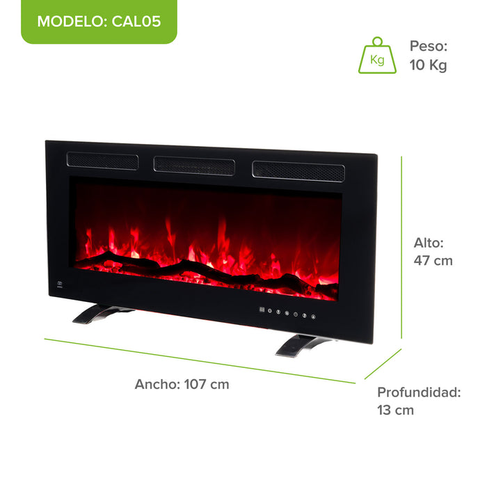 Calefactor eléctrico tipo chimenea 42" 107 cm con WiFi - cobertura 35 m2