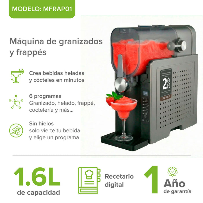 Máquina de frappés y bebidas congeladas 1.6 L 6 programas