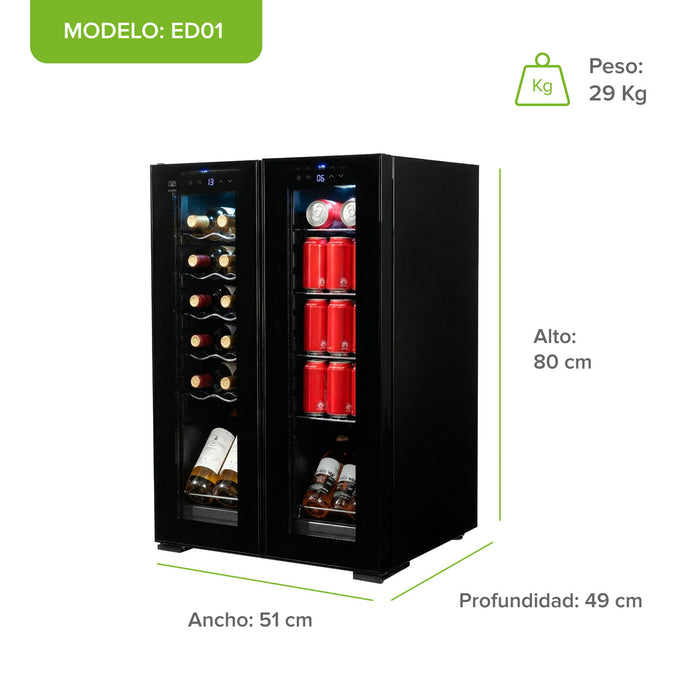 Cava de vinos y enfriador de bebidas 2 en 1 65L