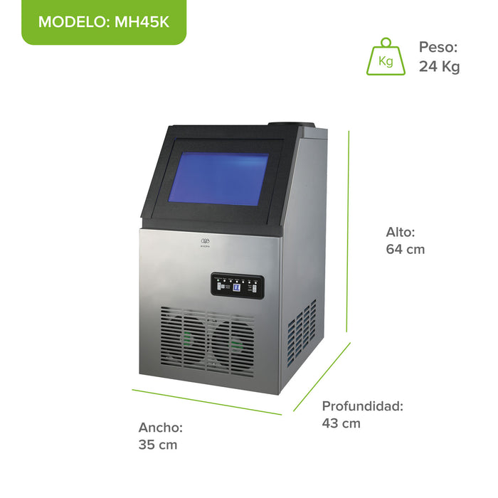 Máquina de hielo comercial con 2 tipos de llenado - hasta 45 kg al día y 11 kg de depósito