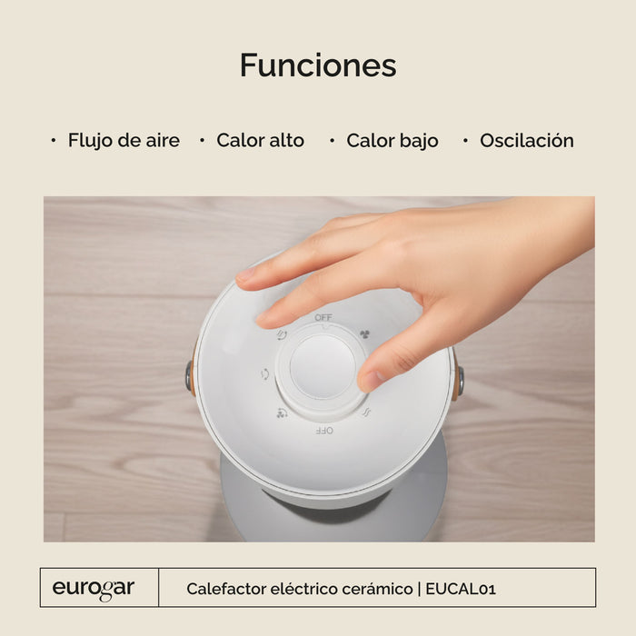 Calefactor eléctrico de cerámico, oscilación 45° - cobertura 15 m2