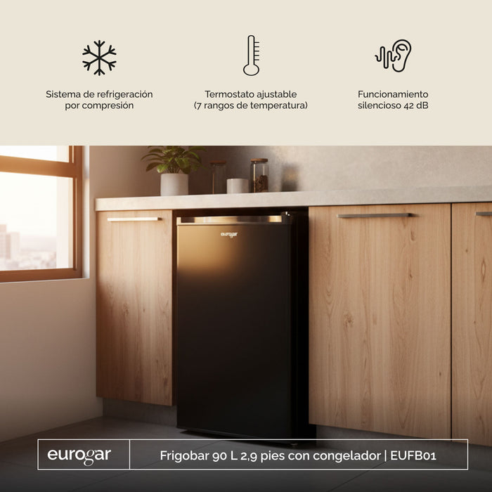 Frigobar 90 L 2.9 pies cúbicos con puerta reversible - negro