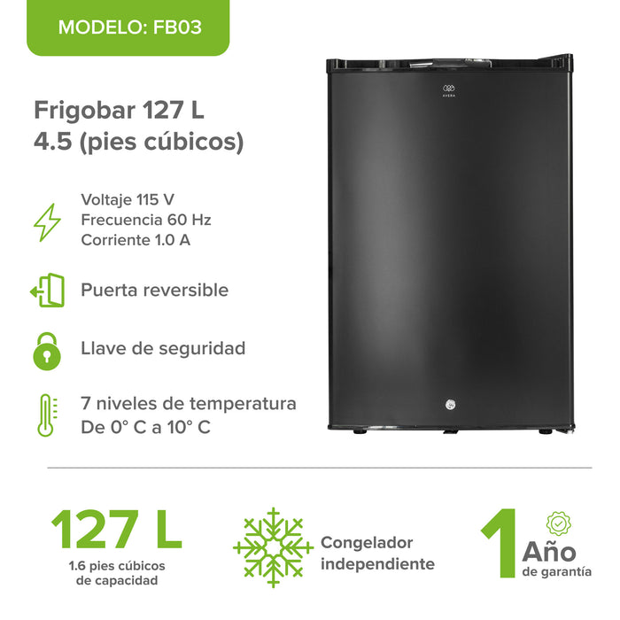 Frigobar 127 L 4.5 pies con puerta reversible y llave - negro