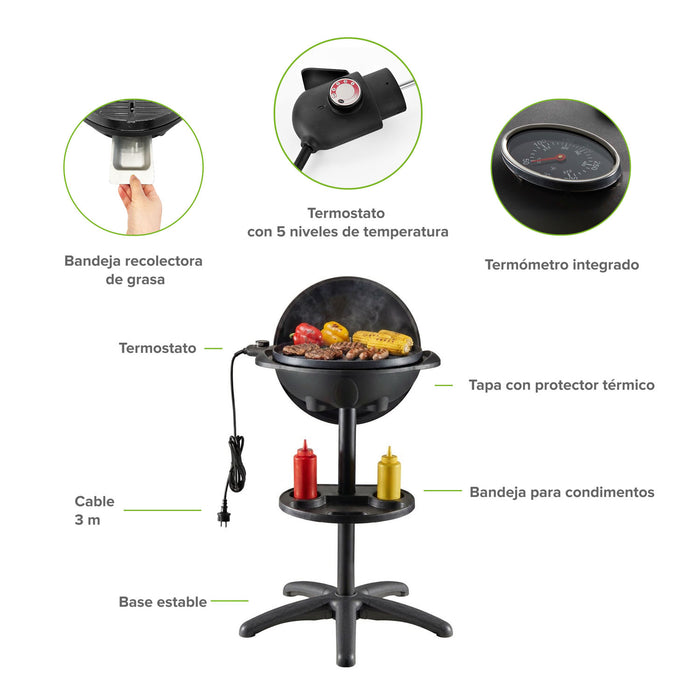 Asador eléctrico de pedestal portátil 16" 42cm