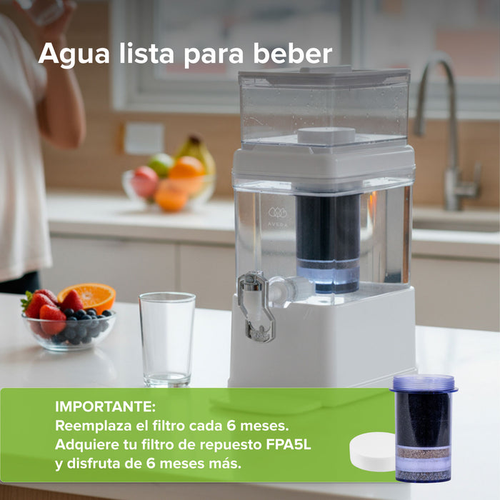 Combo Filtro dispensador de agua 5 L con 2 cartuchos de repuesto - 1 año de rendimiento
