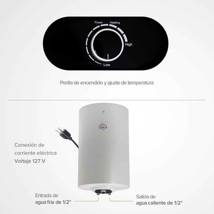 Calentador de agua de depósito eléctrico 80 Litros 127 V, 2 Servicios