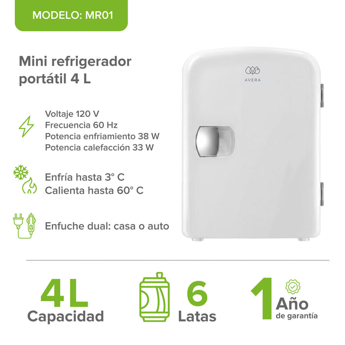 Mini refrigerador portátil 4 L para skincare y auto