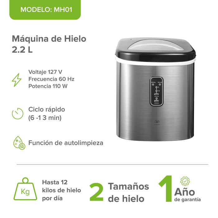 Máquina de Hielo Portátil 12kg - Hielo Bala en Minutos | Avera