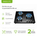 Parrilla de gas Avera VT3 de 60 cm en vidrio templado negro con 3 quemadores encendidos y perillas, ideal para empotrar.