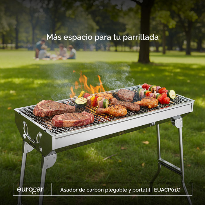 Asador de carbón 28.34" 72 cm plegable y portátil - eurogar