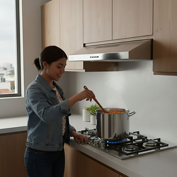 Campana de cocina de pared 60 cm, 180 m³/h de extracción, acero inoxidable - eurogar