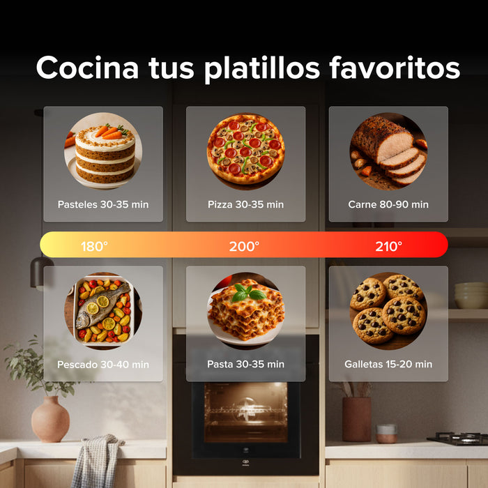 Horno empotrable eléctrico 75 L 220 V digital con freidora de aire y 8 funciones integradas
