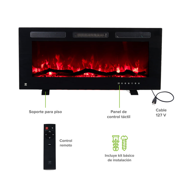 Calefactor eléctrico tipo chimenea 42" hasta 35°C con WiFi