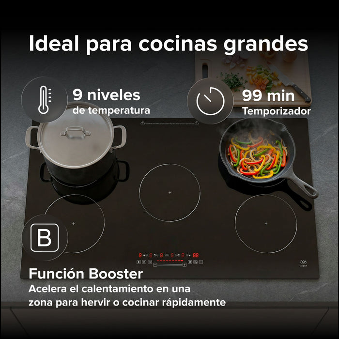 Parrilla de inducción 5 quemadores 90 cm con booster 7621 - 10200 W 220 V + App y Wifi