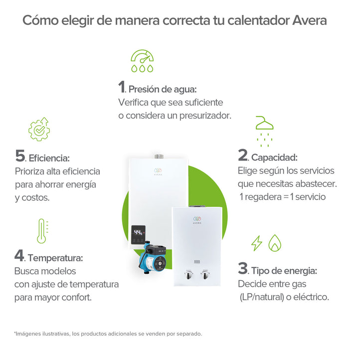 Combo Calentador instantáneo gas LP 6 L + Presurizador 26 L