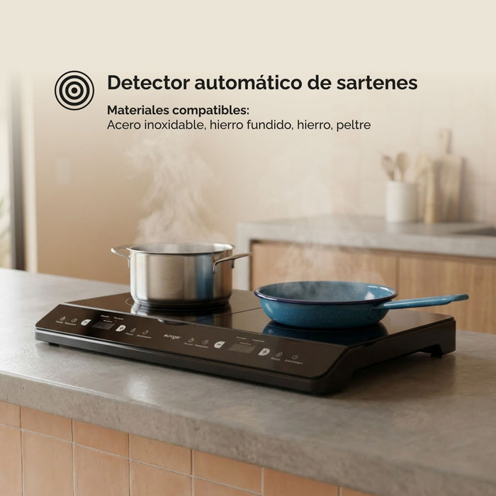 Parrilla de inducción 2 quemadores 60 cm 1800 W 127 V