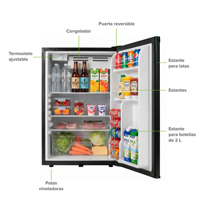Frigobar 127 L 4.5 pies con puerta reversible y llave - negro
