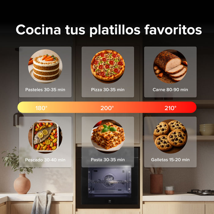 Horno empotrable eléctrico 75 L 220 V digital con freidora de aire y 8 funciones integradas + Recubrimiento cerámico
