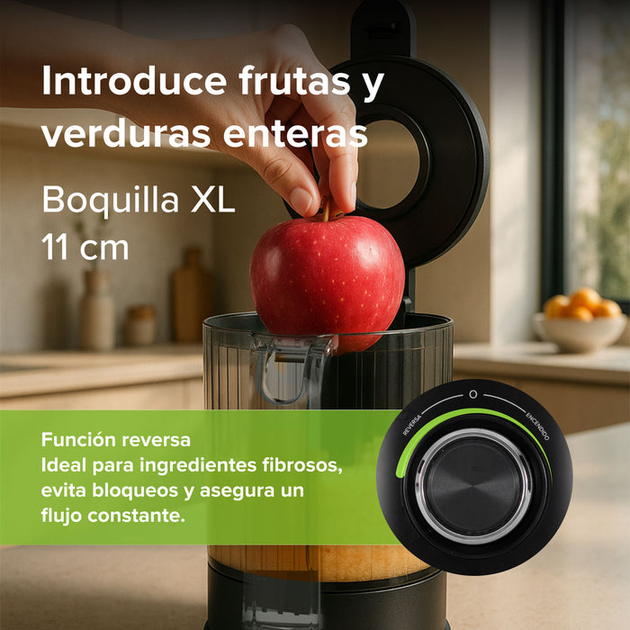 Extractor de jugos prensado en frío con tubo de alimentación 11 cm 150 W