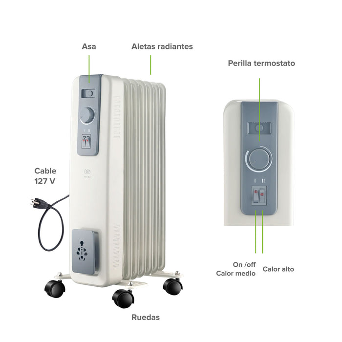 Calefactor eléctrico de aceite con radiador