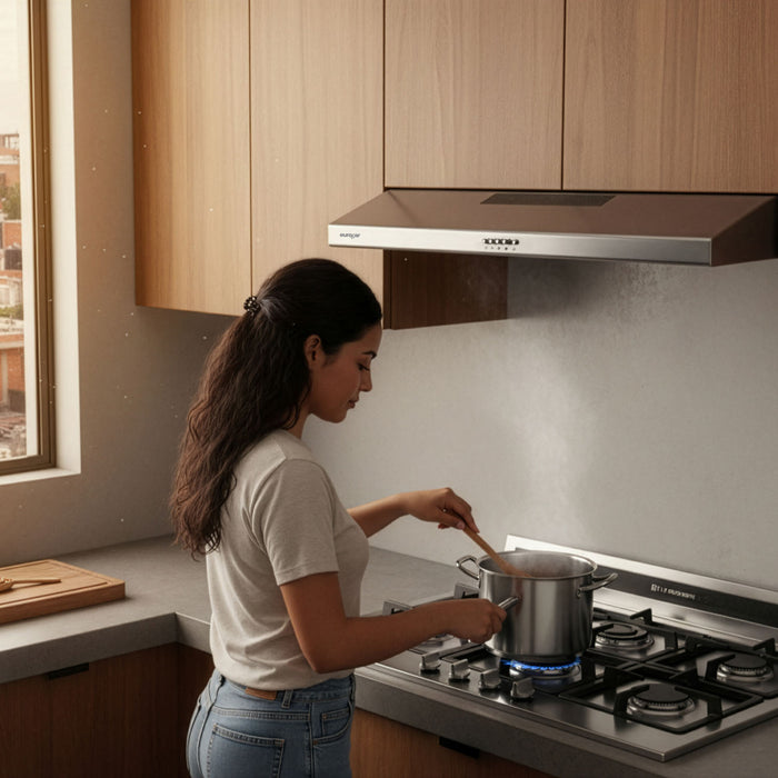 Campana de cocina de pared 80 cm, 180 m³/h de extracción, acero inoxidable