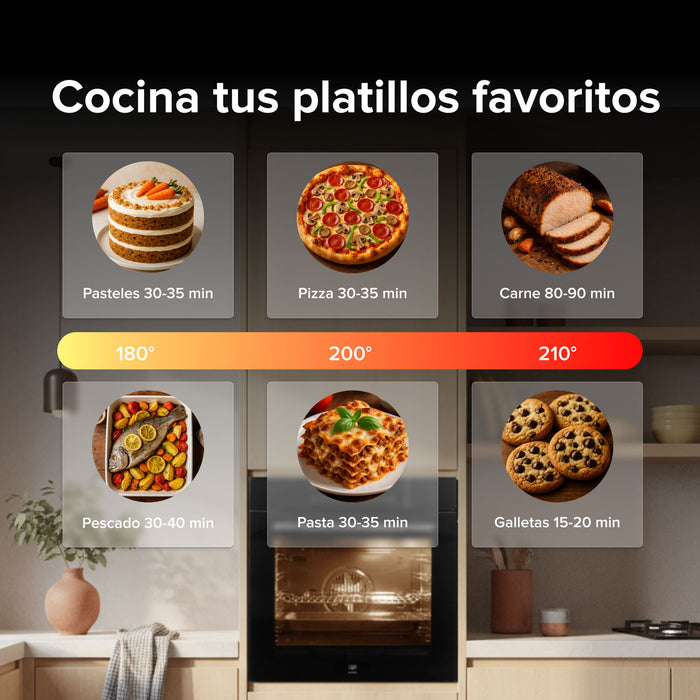 Horno empotrable eléctrico 75 L 220 V digital con cocción al vapor y 15 funciones integradas + WiFi