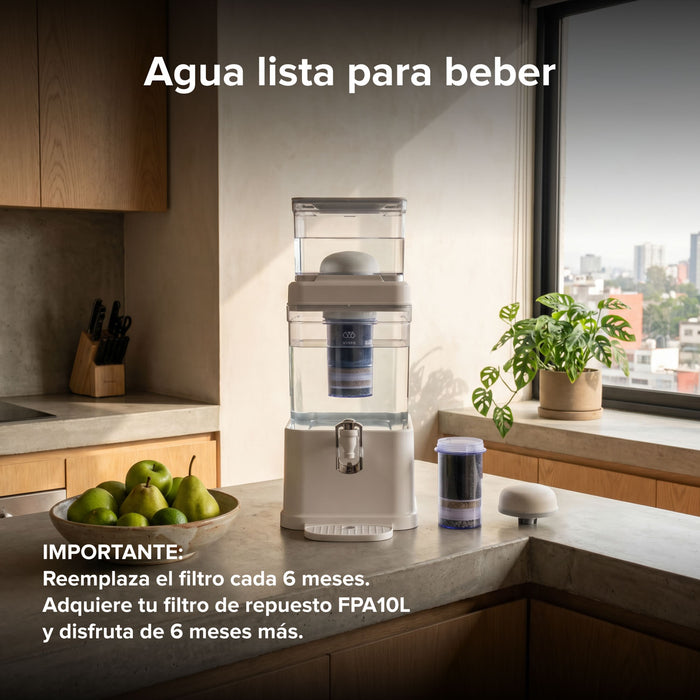 Combo Filtro dispensador de agua 10 L con 1 cartucho adicional - 1 año de rendimiento