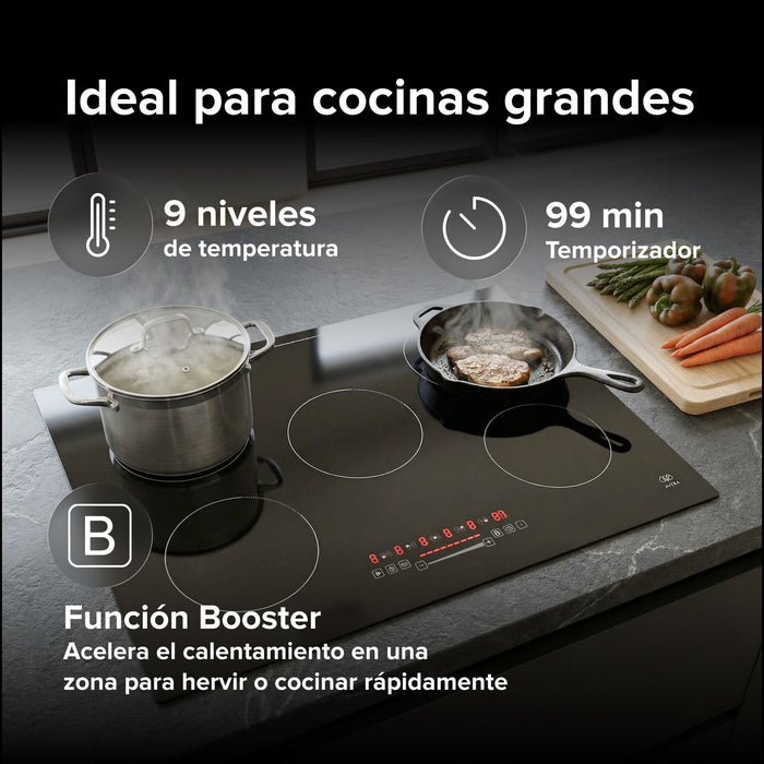 Combo Parrilla de inducción 5 quemadores con booster 77 cm + Horno eléctrico 67 L 127 V
