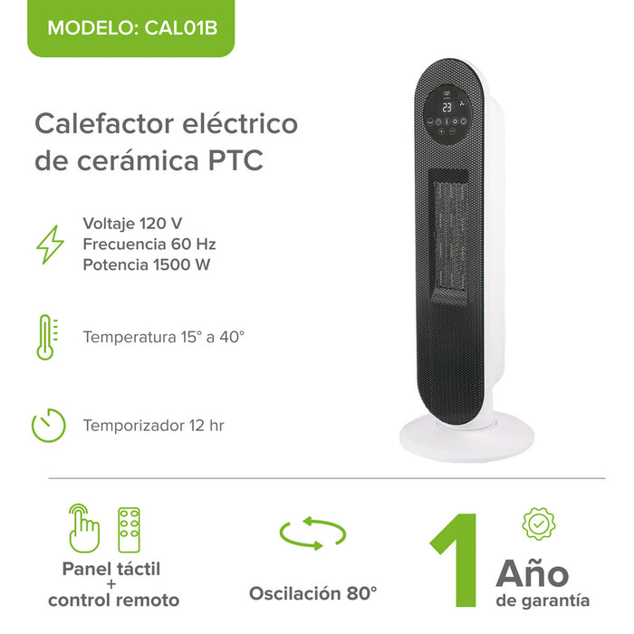 Calefactor eléctrico de cerámica ptc 80° oscilación 1500 W