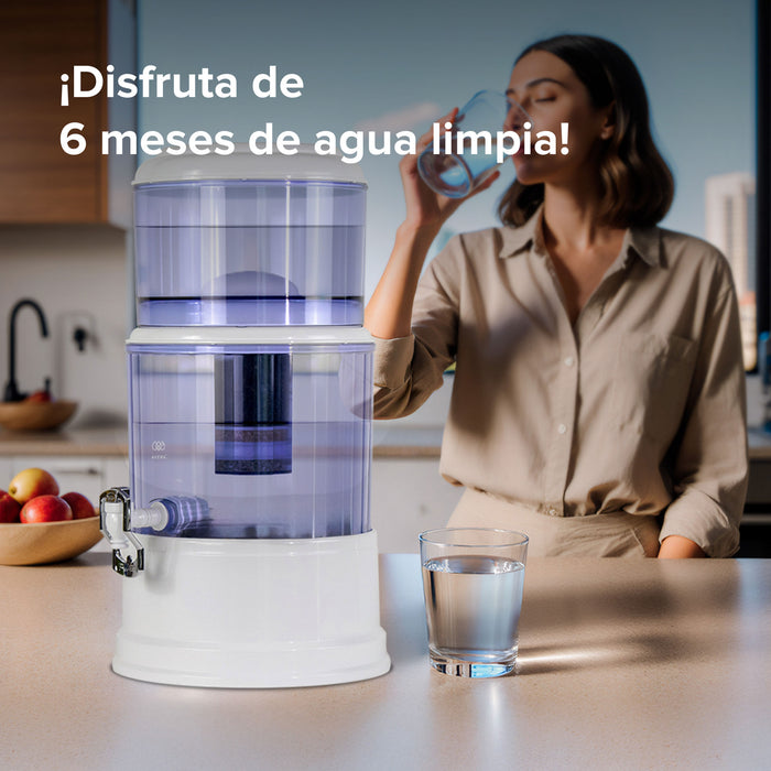 Combo Filtro dispensador de agua 10 L con 2 cartuchos de repuesto - 1 año de rendimiento