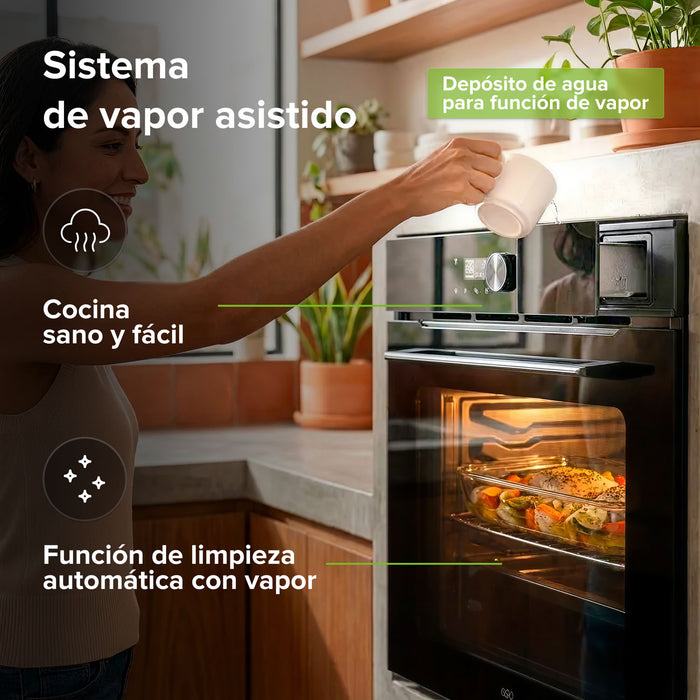 Horno empotrable eléctrico 75 L 220 V digital con cocción al vapor y 15 funciones integradas + WiFi