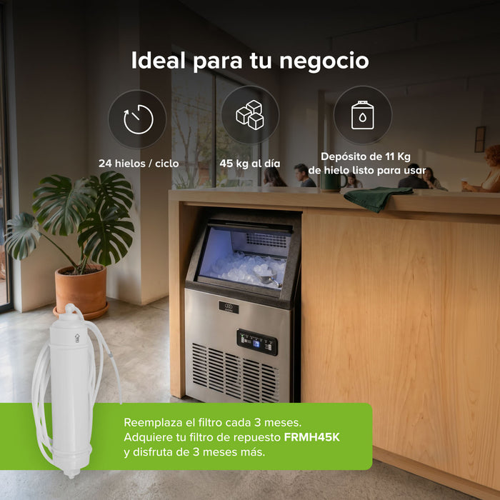 Máquina de hielo comercial con 2 tipos de llenado - hasta 45 kg al día y 11 kg de depósito