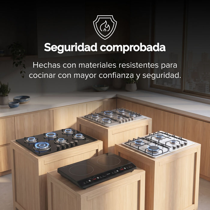 Combo Parrilla de gas 5 quemadores acero inoxidable 76 cm + Campana de pared 80 cm - eurogar
