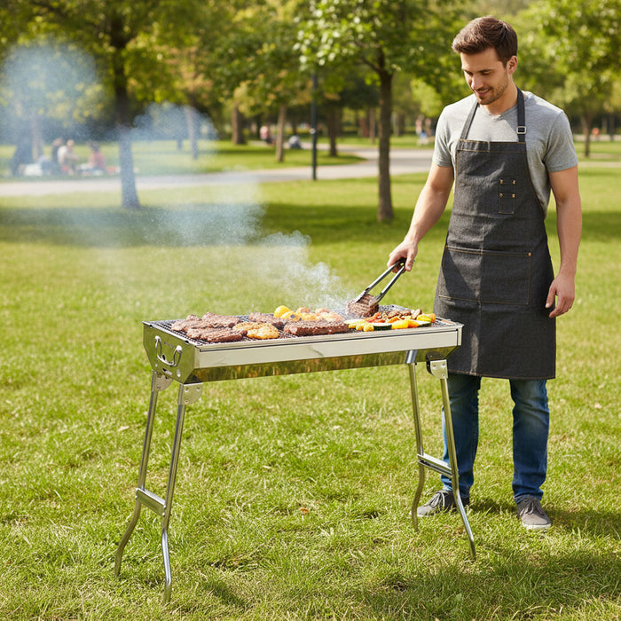 Asador de carbón 28.34" 72 cm plegable y portátil - eurogar