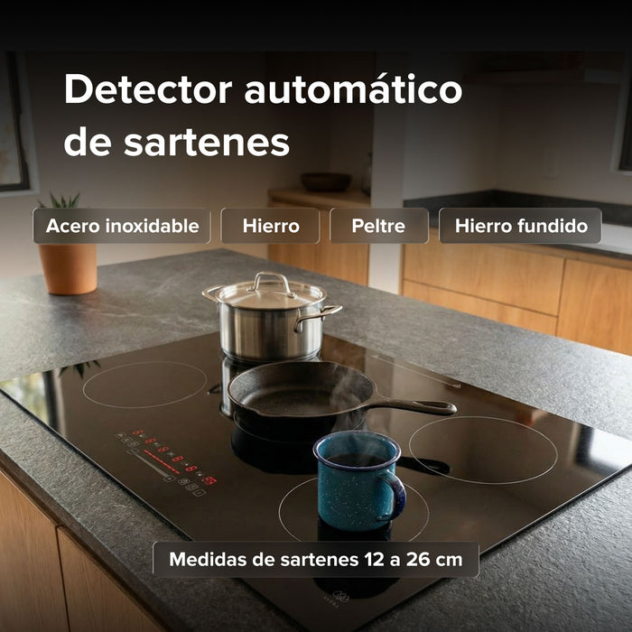 Combo Parrilla de inducción 5 quemadores con booster 77 cm + Horno eléctrico 67 L 127 V