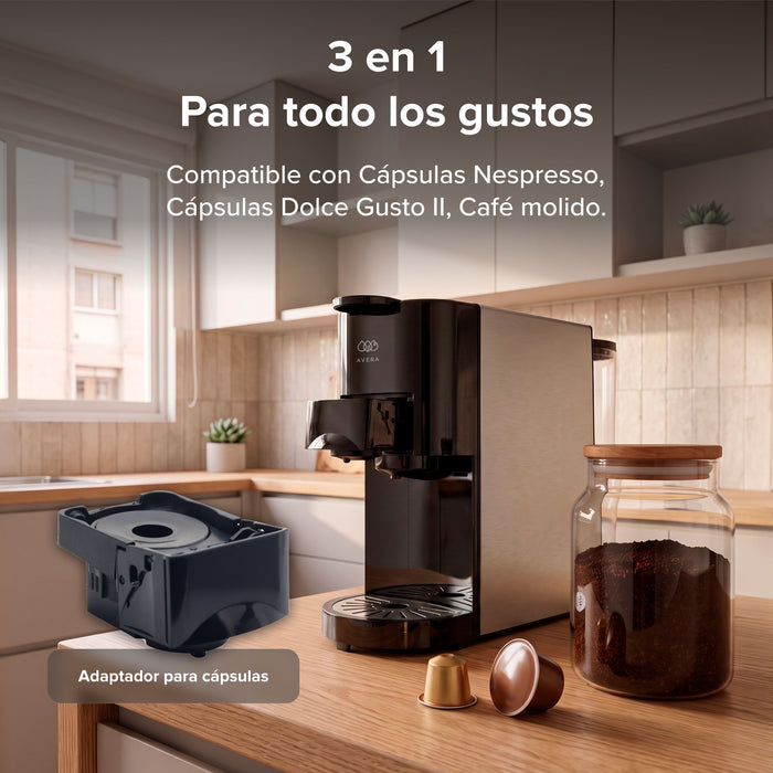 Cafetera compacta para café molido y cápsulas nespresso o dolce gusto - 800 ml
