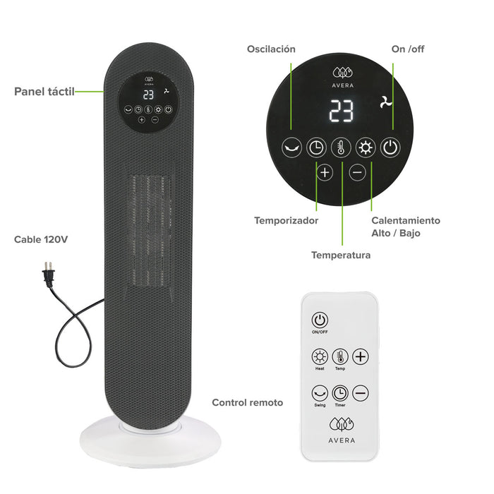 Calefactor eléctrico de cerámica ptc 80° oscilación 1500 W