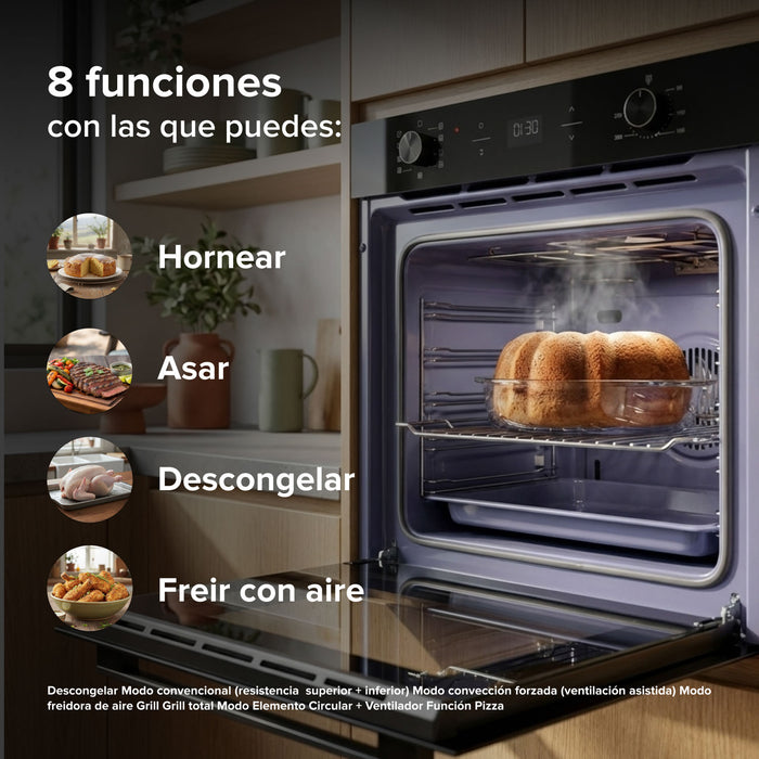 Horno empotrable eléctrico 75 L 220 V digital con freidora de aire y 8 funciones integradas + Recubrimiento cerámico